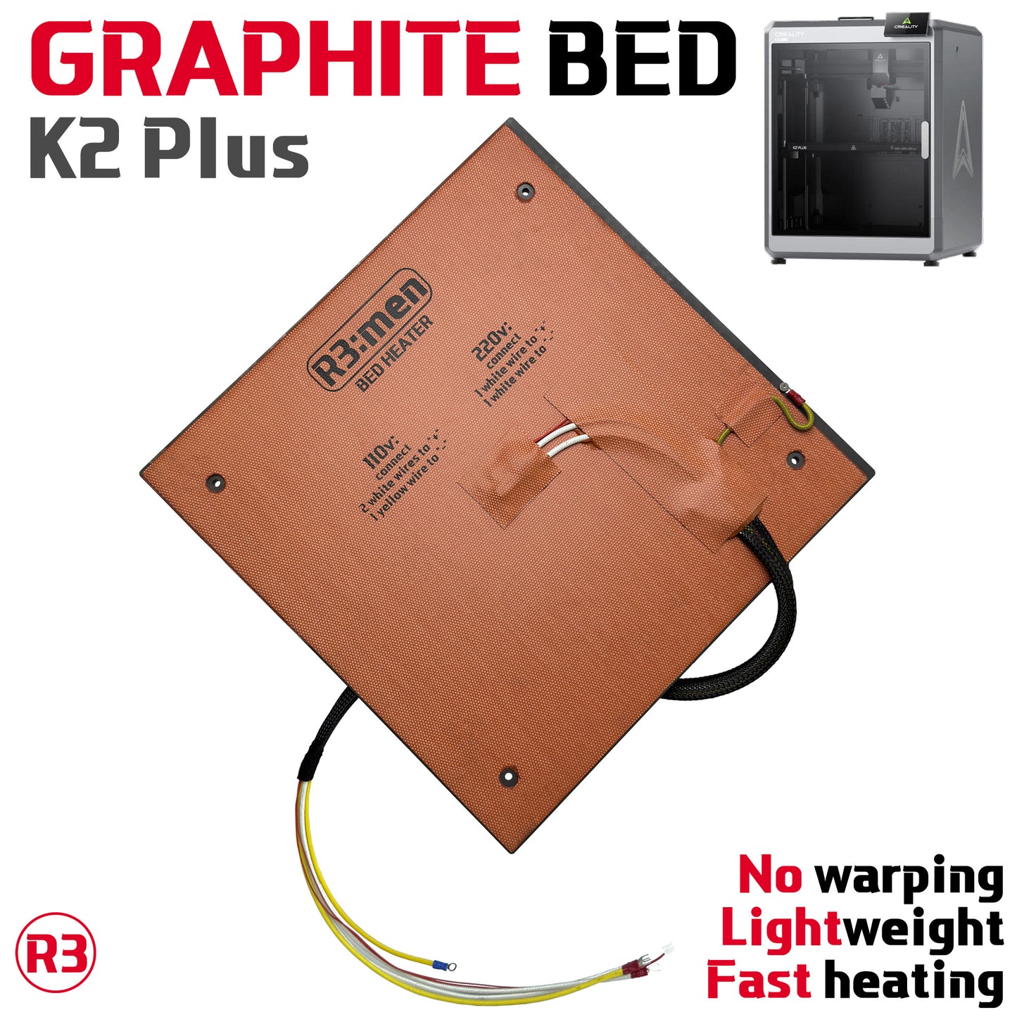 Graphite Heated Bed For Creality K2 Plus