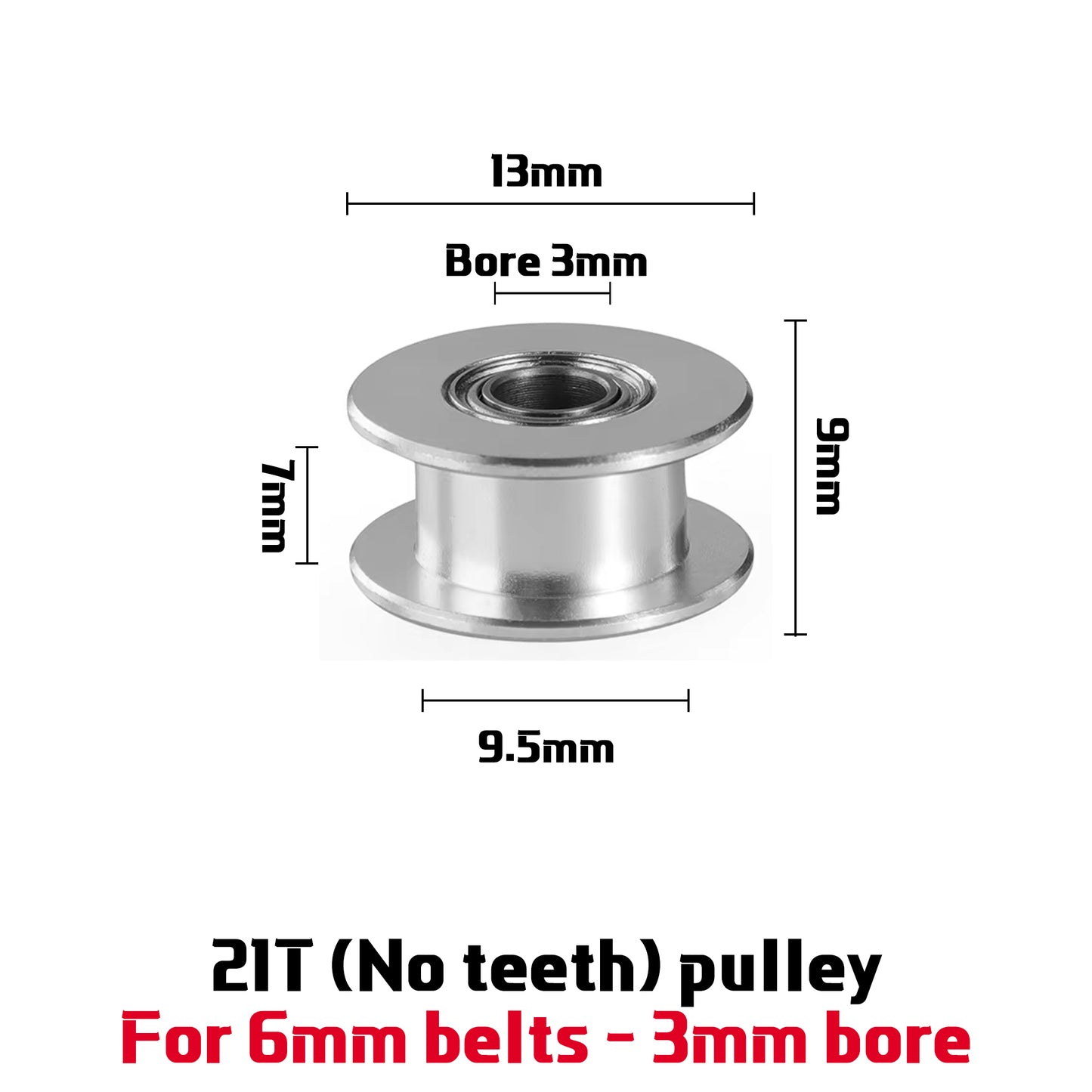 1.5GT 21 / 26 Teeth Pulley For 6mm 9mm Timing Belt For 3D Printers