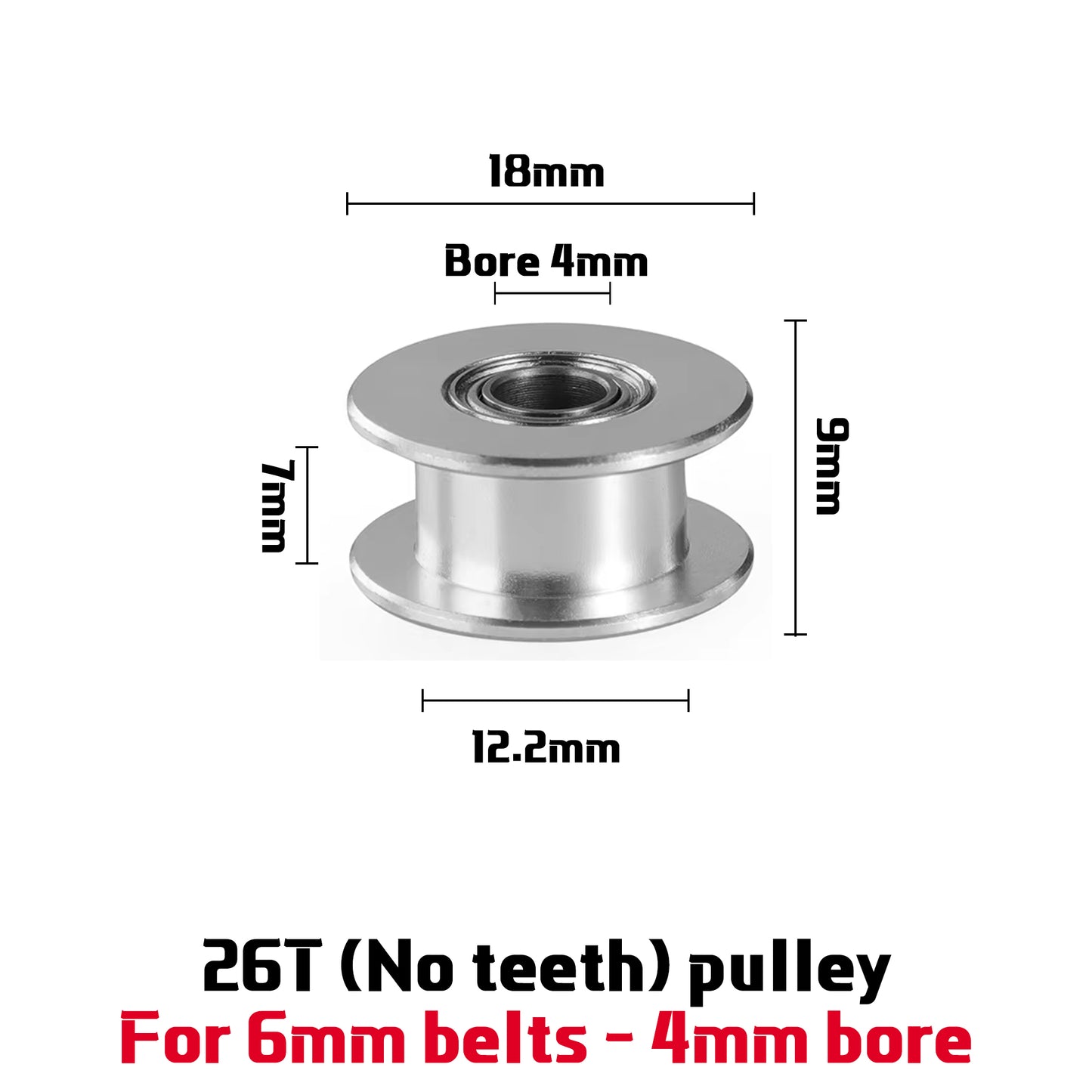 1.5GT 21 / 26 Teeth Pulley For 6mm 9mm Timing Belt For 3D Printers