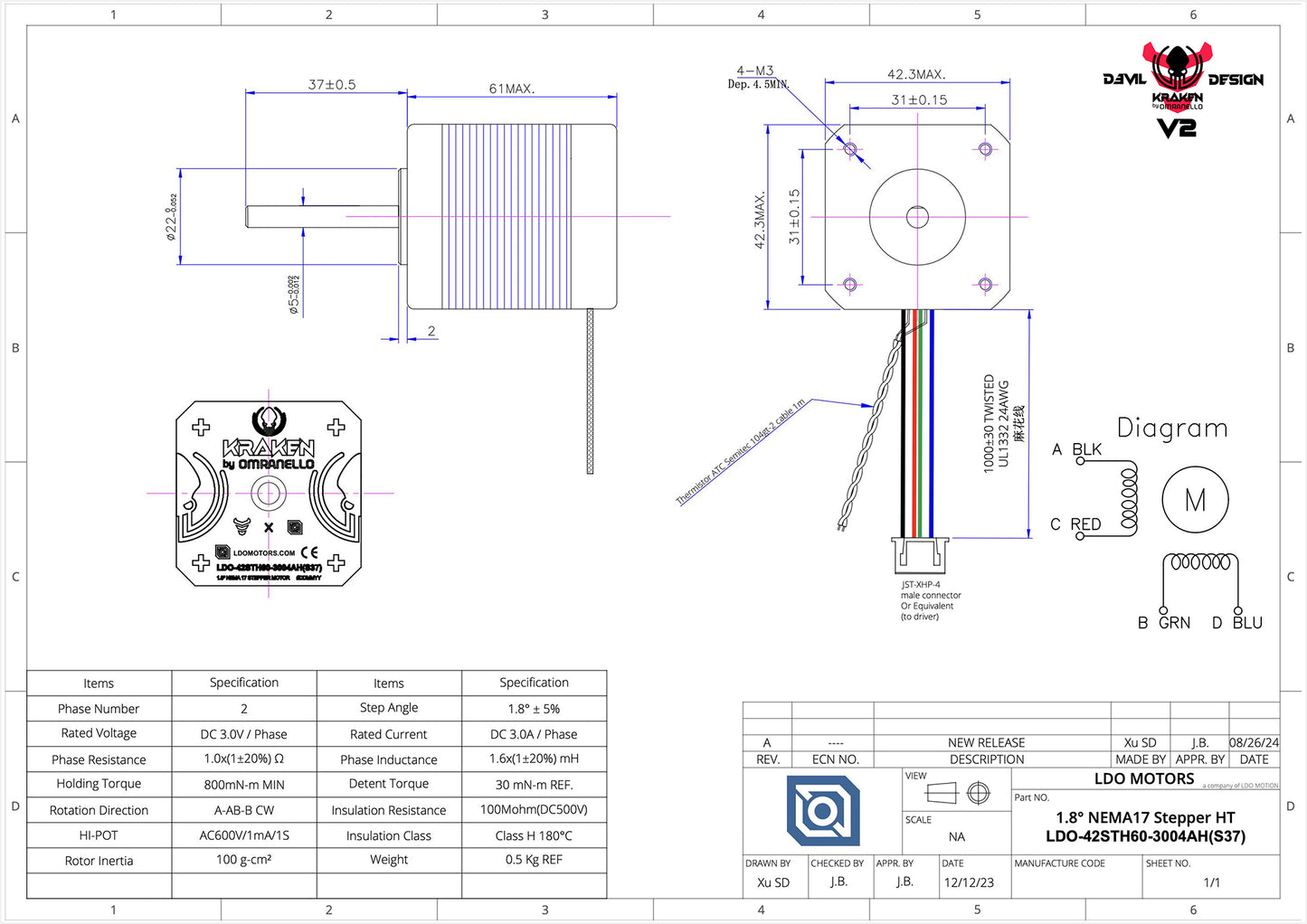 Kraken Motor 1.8 AH | Round Shaft